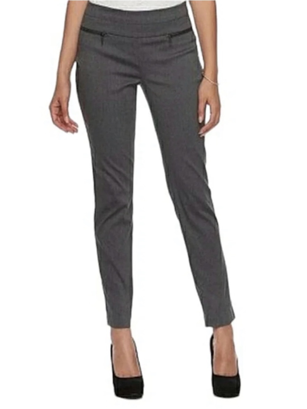 (GRAY PLAID) Candie’s Audrey Fit Pull-On Ankle Pants